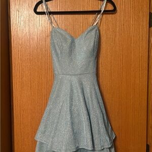 City Studio Sparkling Light Blue Mini Dress